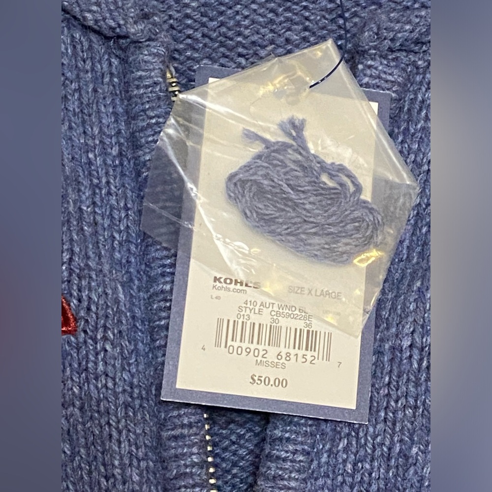 NWT Women's Croft & Barrow Fall Theme Embroidered Zip Cardigan Sweater Size XL - Picture 3 of 5